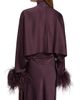 LaPointe Women's Feather Trim Satin Long-Sleeve Crop Top - 5