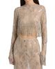 LaPointe Women's Geometric Crystal Fringe Crop Top - 3