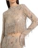 LaPointe Women's Geometric Crystal Fringe Crop Top - 6