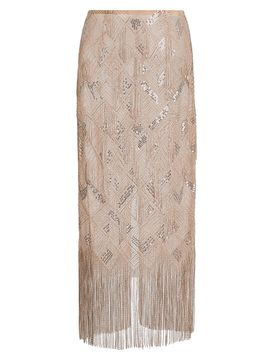 LaPointe Women's Geometric Crystal Fringe Skirt