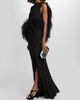LAPOINTE Women's Georgette Feather-Trimmed Asymmetric Draped Gown - 2