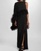 LAPOINTE Women's Georgette Feather-Trimmed Asymmetric Draped Gown - 3