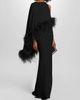 LAPOINTE Women's Georgette Feather-Trimmed Asymmetric Draped Gown - 4