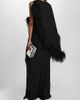 LAPOINTE Women's Georgette Feather-Trimmed Asymmetric Draped Gown - 5