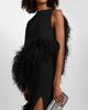 LAPOINTE Women's Georgette Feather-Trimmed Asymmetric Draped Gown - 6