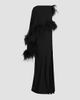 LAPOINTE Women's Georgette Feather-Trimmed Asymmetric Draped Gown - 8