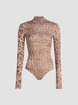 LAPOINTE Women's Leopard-Print Jersey Bodysuit