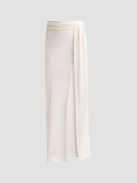 LAPOINTE Women's Lightweight Satin Asymmetric Maxi Skirt