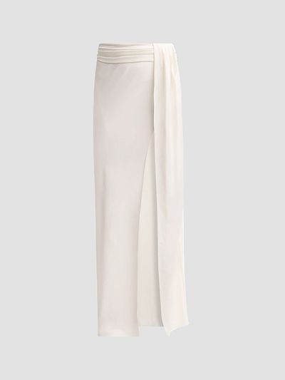LAPOINTE Women's Lightweight Satin Asymmetric Maxi Skirt