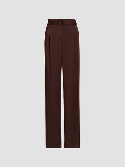 LaPointe Women's Lightweight Satin High-Rise Belted Pants