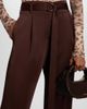LaPointe Women's Lightweight Satin High-Rise Belted Pants - 6