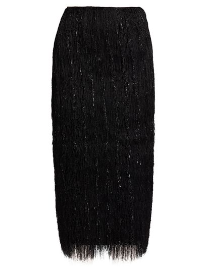 LaPointe Women's Metallic Fringe Midi-Skirt