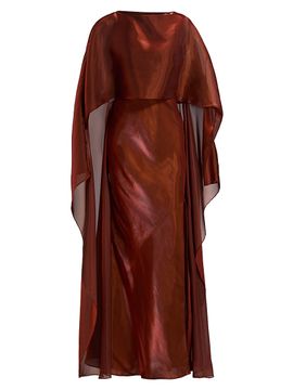 LaPointe Women's Metallic Organza Cape Gown