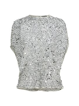LaPointe Women's Net Mesh Sequin Cape T-Shirt