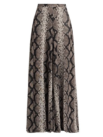 LAPOINTE Women's Python Print Mesh Wide-Leg Pants