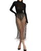 LaPointe Women's Rhinestone Fringe Midi-Skirt - 2