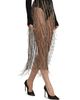 LaPointe Women's Rhinestone Fringe Midi-Skirt - 4