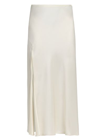 LaPointe Women's Satin Bias Slit Midi-Skirt