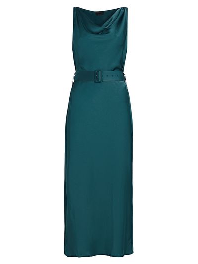 LaPointe Women's Satin Cowlneck Belted Midi-Dress
