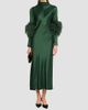 LAPOINTE Women's Satin Feather-Trimmed Bias Midi Dress - 2