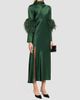 LAPOINTE Women's Satin Feather-Trimmed Bias Midi Dress - 4