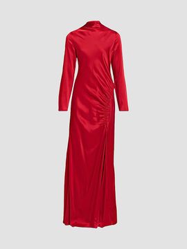 LAPOINTE Women's Satin Gathered Tab Gown