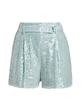 LaPointe Women's Sequined Belted Shorts