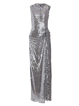 LaPointe Women's Sequined Draped Column Gown