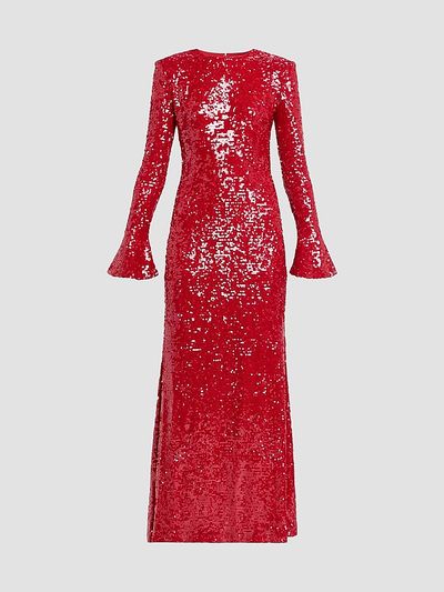 LAPOINTE Women's Sequined Flare Sleeve A-Line Gown