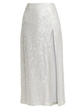 LaPointe Women's Sequined High-Slit Midi-Skirt