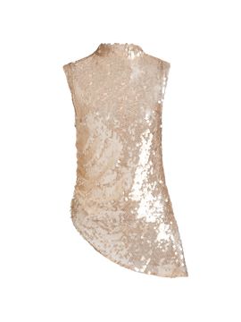 LAPOINTE Women's Sequined Mock Turtleneck Asymmetric Top