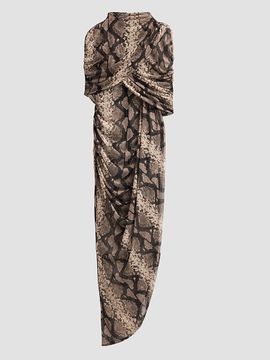 LaPointe Women's Snakeskin Print Draped Maxi Dress