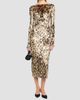 LAPOINTE Women's Velvet Leopard Boatneck Midi Dress - 2