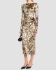 LAPOINTE Women's Velvet Leopard Boatneck Midi Dress - 4