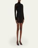 LaQuan Smith Bow-Neck Sheer Windowpane Long-Sleeve Mini Dress - 3