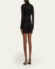 LaQuan Smith Bow-Neck Sheer Windowpane Long-Sleeve Mini Dress - 4