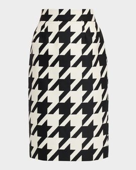 LaQuan Smith Houndstooth Pencil Skirt