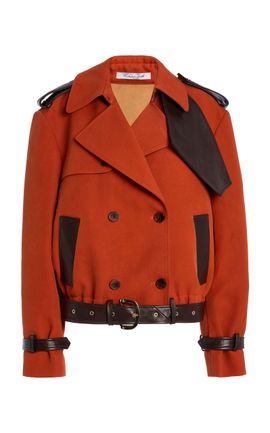 LaQuan Smith LaQuan Smith Belted CottonBlend Jacket Orange XS