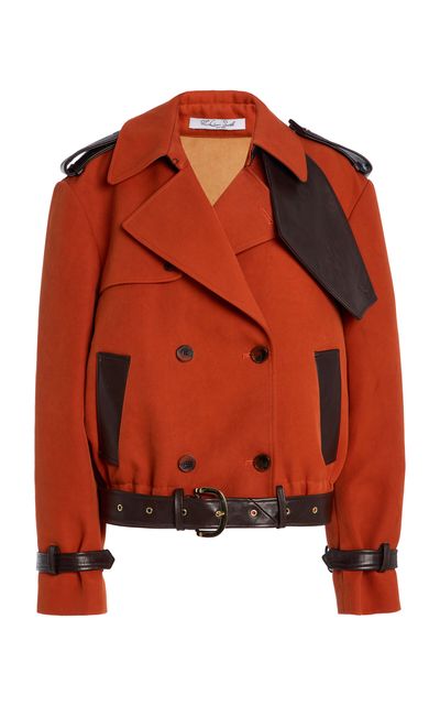 LaQuan Smith LaQuan Smith Belted CottonBlend Jacket Orange XS
