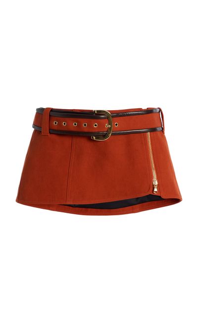 LaQuan Smith LaQuan Smith Belted CottonBlend Mini Skirt Orange XL