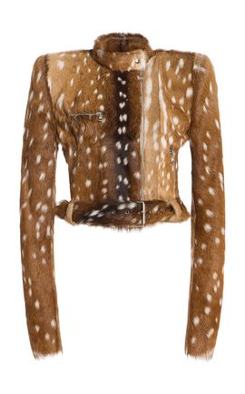 LaQuan Smith LaQuan Smith Calf Hair Cropped Moto Jacket