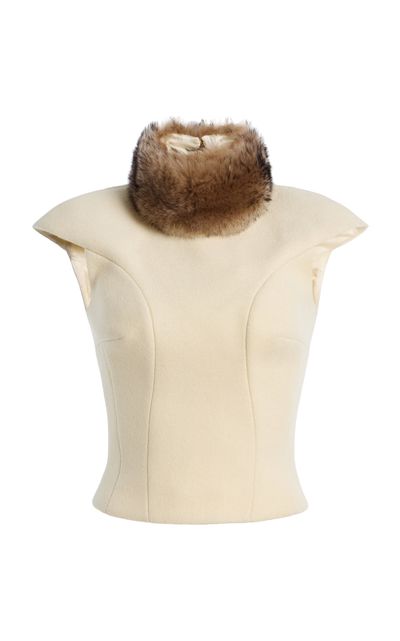 LaQuan Smith LaQuan Smith CappedSleeve Wool Top