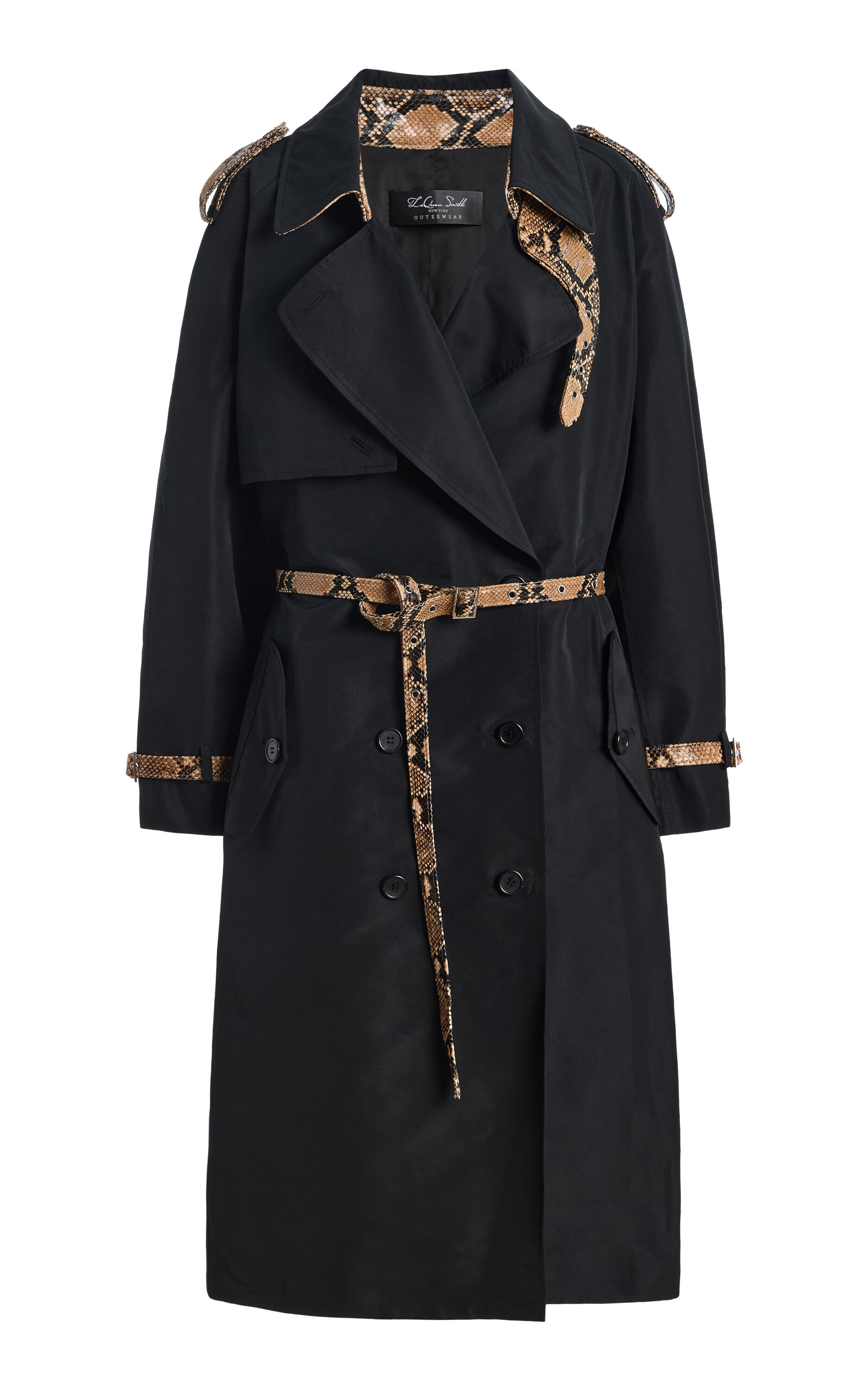 LaQuan Smith LaQuan Smith ContrastTrim Midi Trench Coat