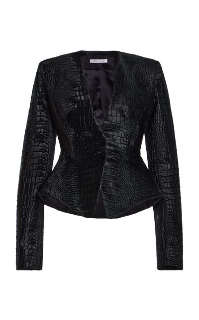 LaQuan Smith LaQuan Smith CrocEmbossed Pony Hair Leather Blazer