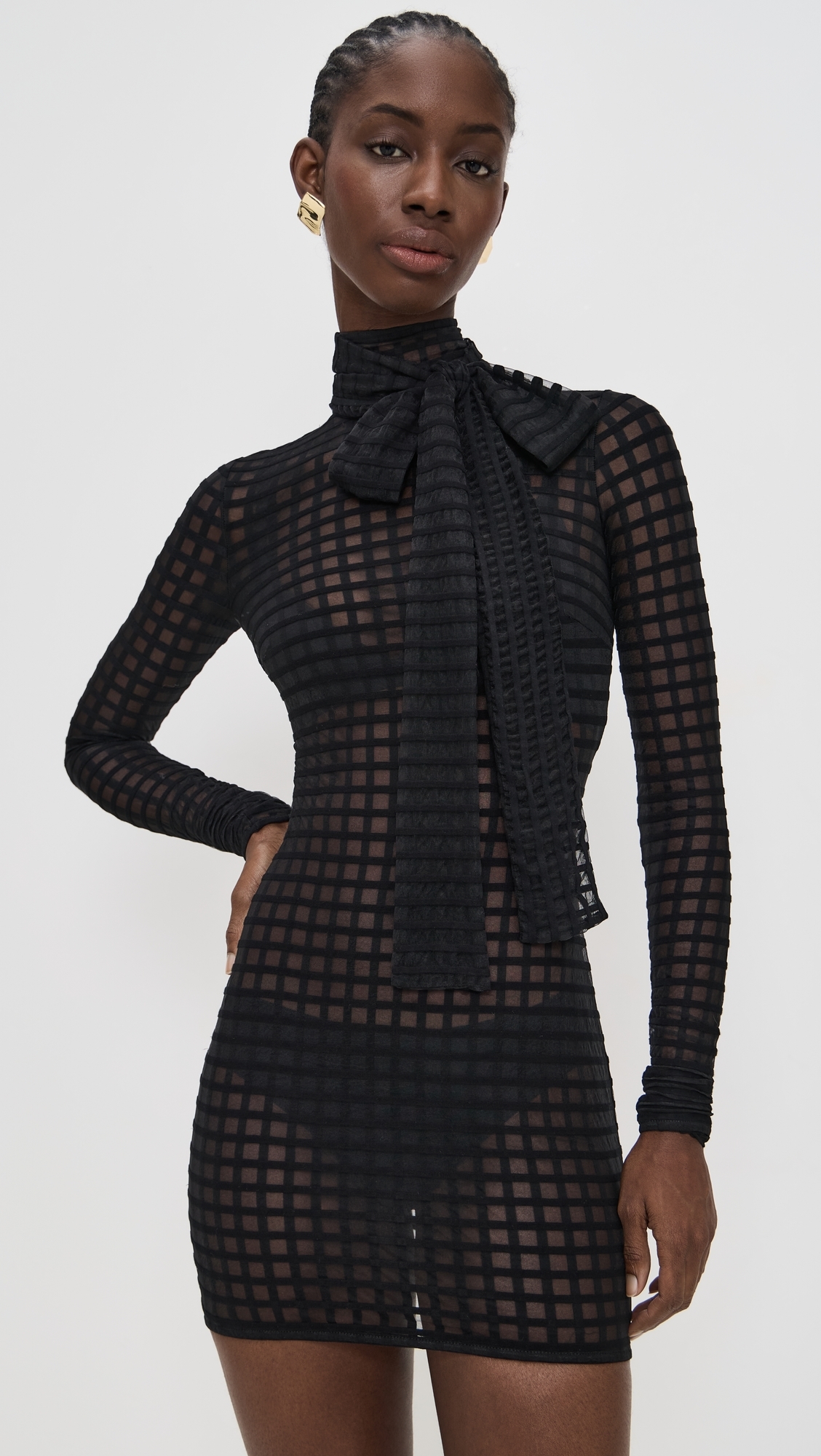 laquan smith black cut out dress LaQuan Smith Cutout Turtleneck Gown in Black