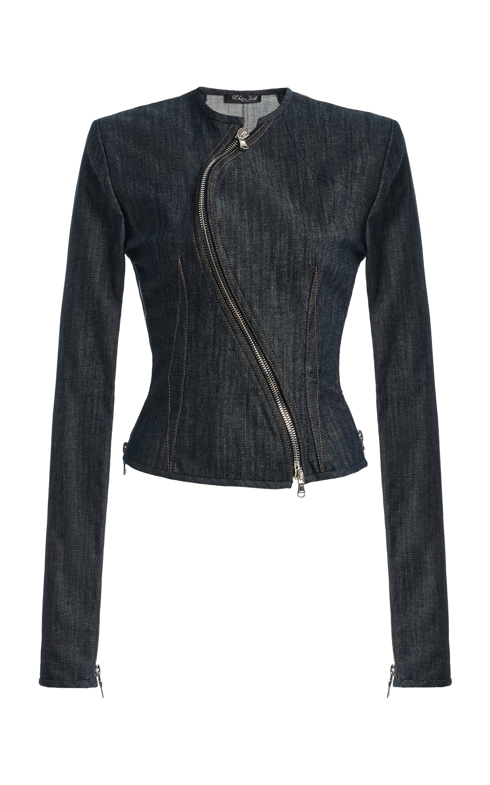 LaQuan Smith LaQuan Smith Curved Zipper StretchCotton Top