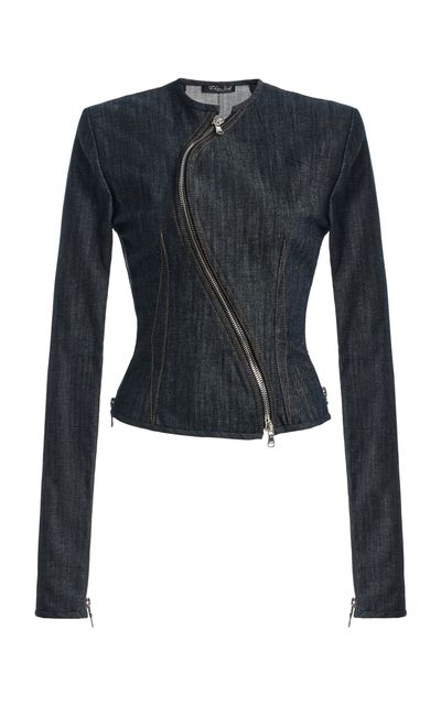LaQuan Smith LaQuan Smith Curved Zipper StretchCotton Top