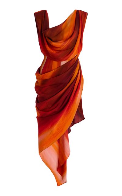 LaQuan Smith LaQuan Smith Draped Midi Dress Red L