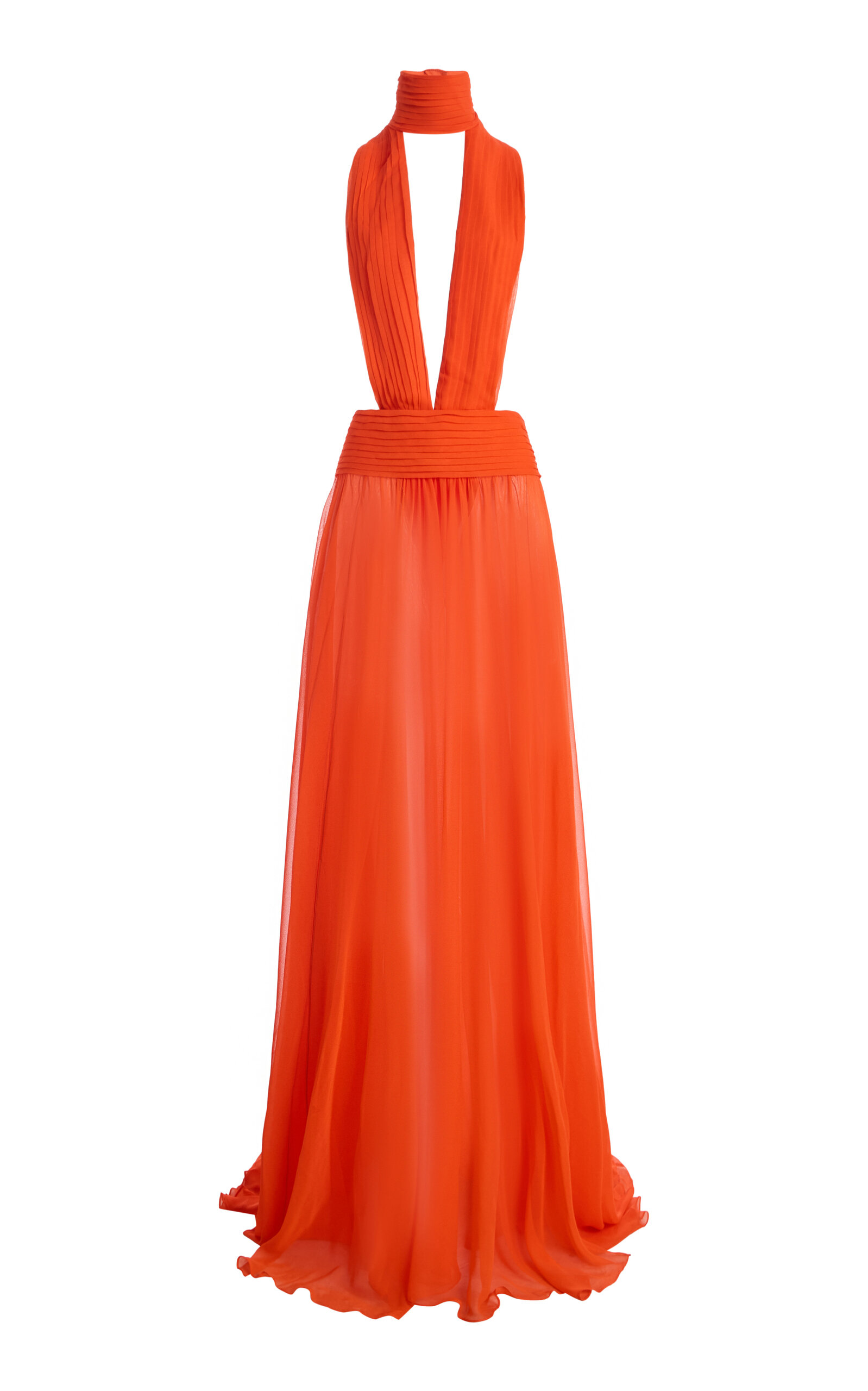 LaQuan Smith LaQuan Smith Halter Top Plunging Neckline SilkBlend Maxi Dress
