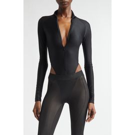 LaQuan Smith LaQuan Smith High Cut Zip-Up Bodysuit